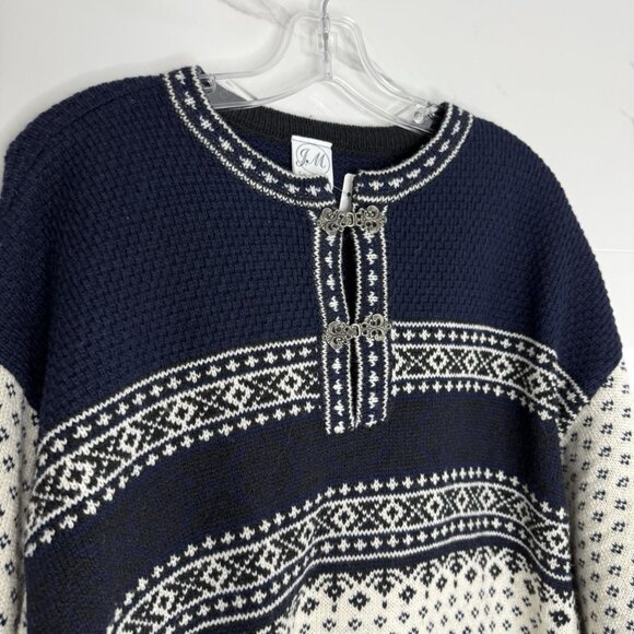 Vintage Wool Knit Crewneck Sweater Size L Fair Isle Icelandic - Picture 2 of 7